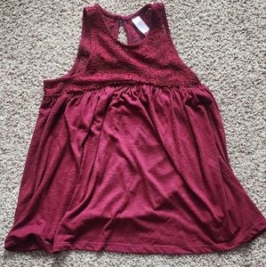 Laced Maroon Tank Top